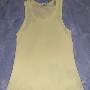 Agolde Cream Ribbed Tank Top